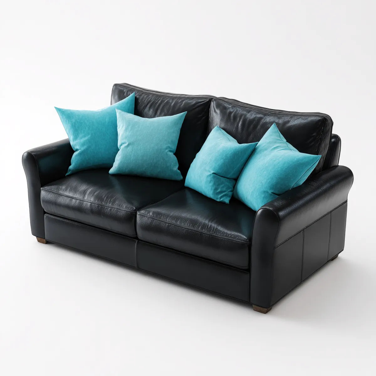2-Sitzer Sofa Schwarz mit 4 Zierkissen 170 x 90 x 85 cm PU-Kunstleder Rechteckig