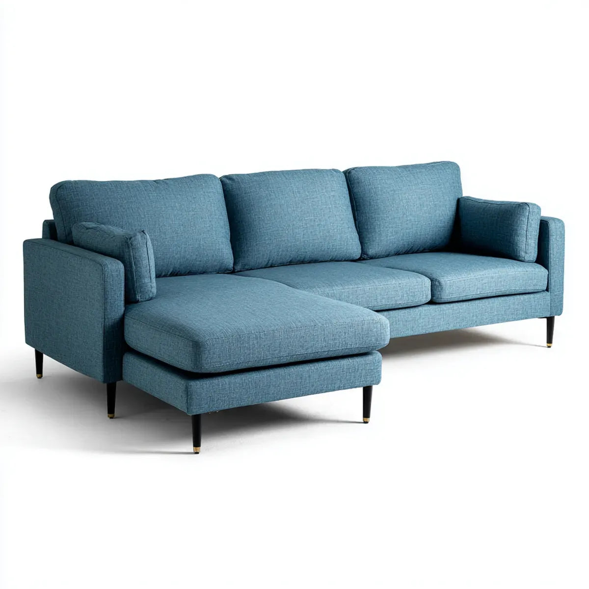 Ecksofa mit Recamiere links Blau 250 x 160 x 85 cm Polyester L-Form