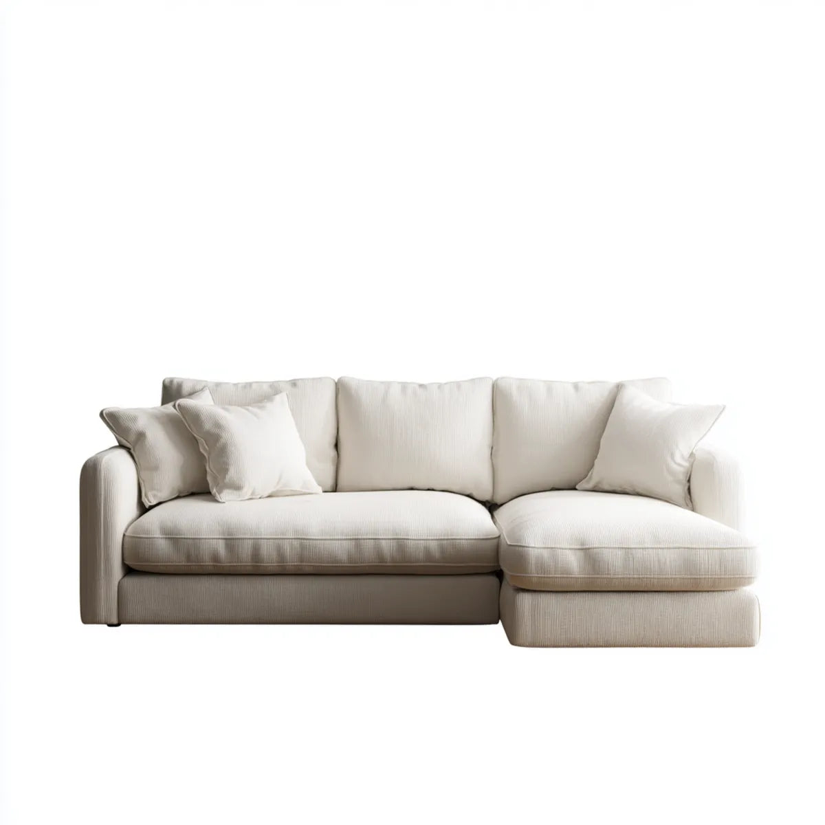 Ecksofa mit Recamiere Cremeweiß 250 x 160 x 85 cm Polyesterbezug L-Form