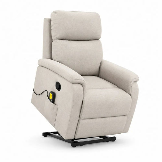 Elektrischer Relaxsessel 85 x 95 x 105 cm mit Liegefunktion Stoffbezug Beige und Fernbedienung