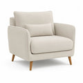 Sessel 80 x 85 x 90 cm mit Polyesterbezug in Beige und Holzfüßen