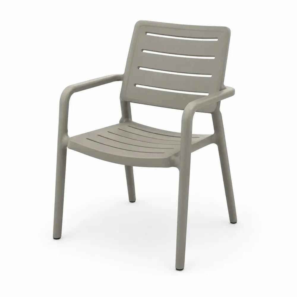 Gartenstuhl 58 x 60 x 85 cm Grau Kunststoff mit Armlehnen Stapelstuhl