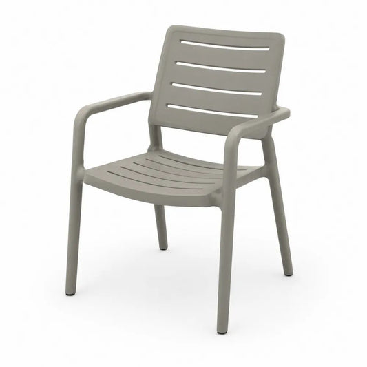 Gartenstuhl 58 x 60 x 85 cm Grau Kunststoff mit Armlehnen Stapelstuhl