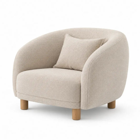 Sessel 90 x 85 x 75 cm mit Bouclé Stoffbezug Beige und Rückenkissen