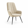 Sessel 75 x 85 x 95 cm mit Polyesterbezug Beige und schwarzem Metallgestell