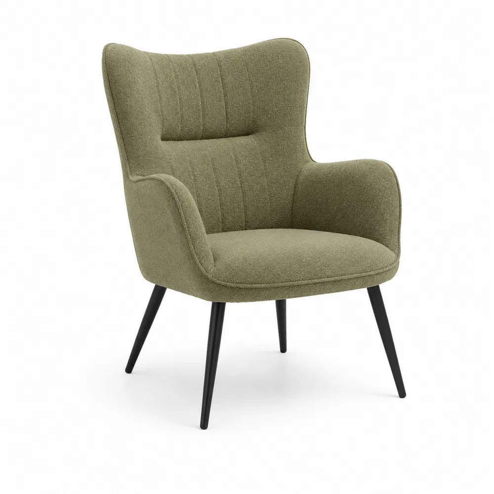 Sessel 75 x 80 x 95 cm Polyester Stoffbezug Grün mit gepolstertem Rücken und Armlehnen