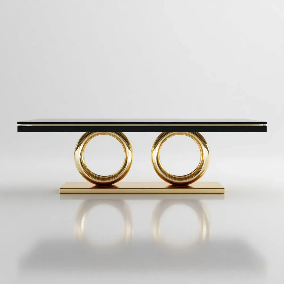 Esstisch Schwarz Gold 180 x 90 x 75 cm Sicherheitsglas Edelstahl Rechteckig