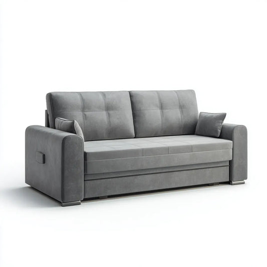 Schlafsofa 3-Sitzer Grau 220 x 95 x 90 cm Mikrofaser Polyester Rechteckig