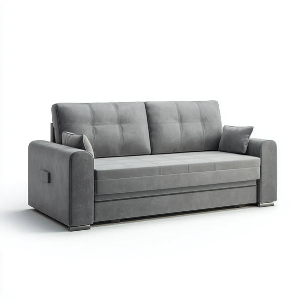 Schlafsofa 3-Sitzer Grau 220 x 95 x 90 cm Mikrofaser Polyester Rechteckig