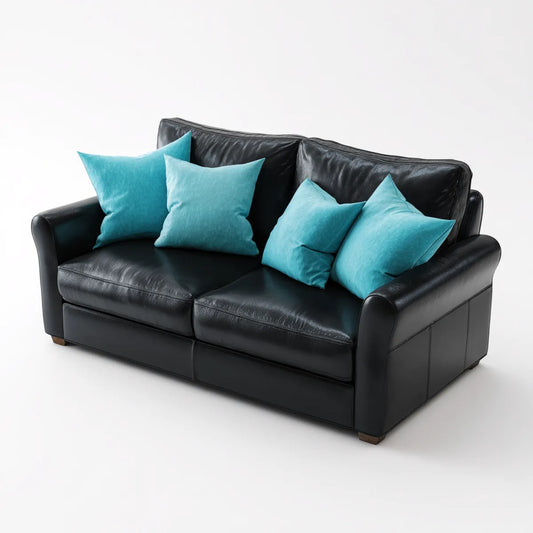 2-Sitzer Sofa Schwarz mit 4 Zierkissen 170 x 90 x 85 cm PU-Kunstleder Rechteckig