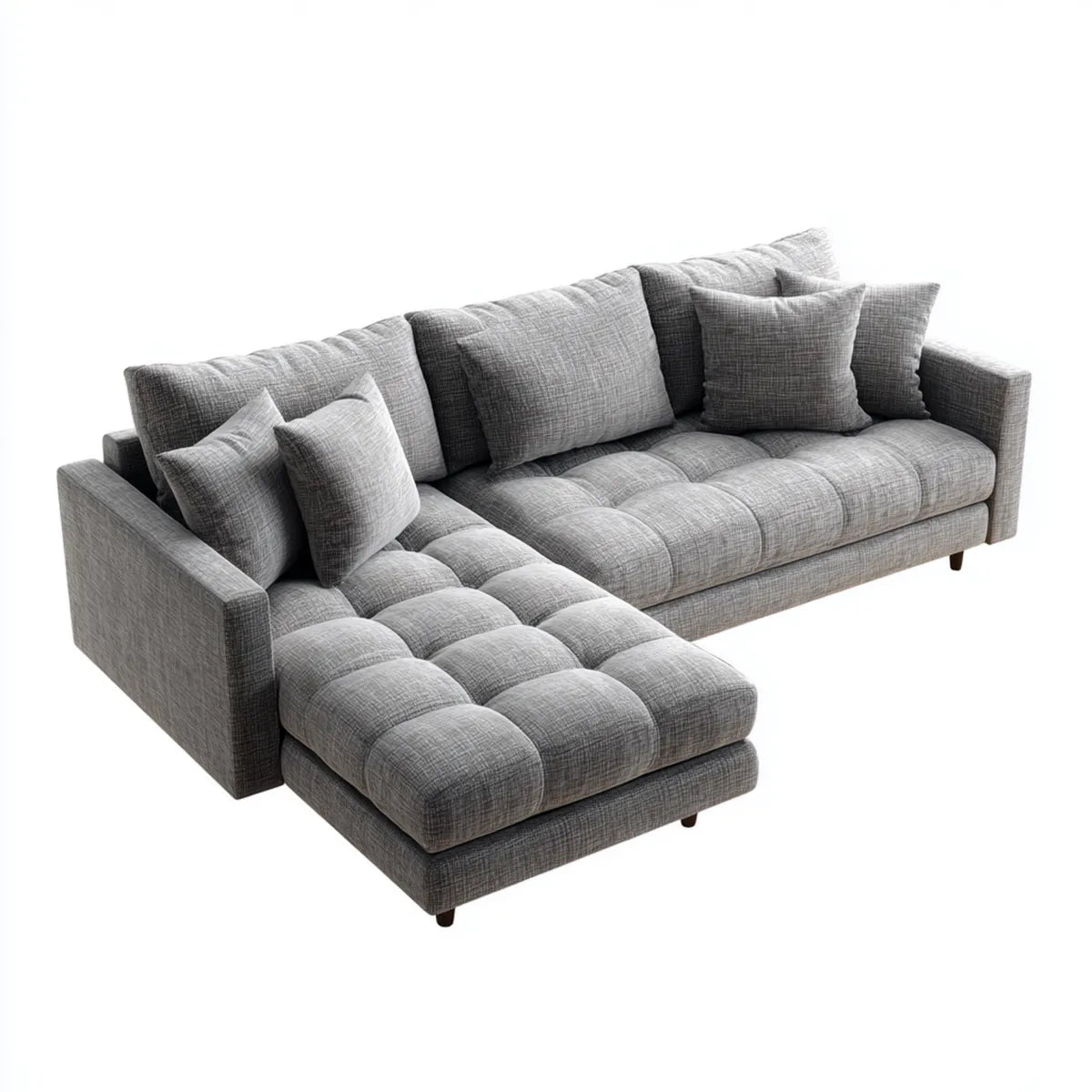 Ecksofa mit Ottomane links Grau 280 x 180 x 85 cm Polyesterbezug L-Form