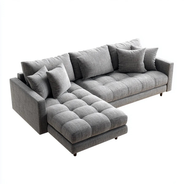 Ecksofa mit Ottomane links Grau 280 x 180 x 85 cm Polyesterbezug L-Form