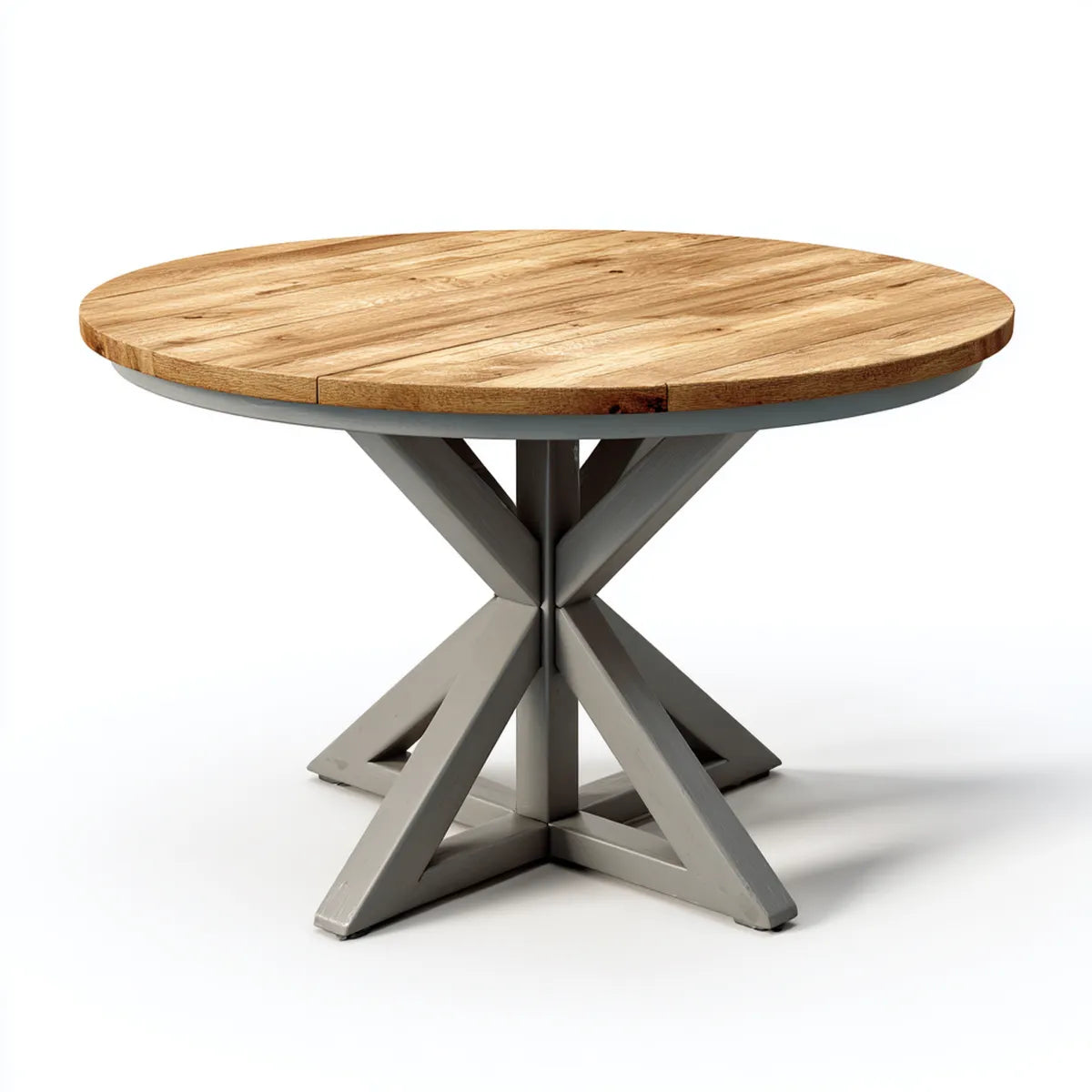 Runder Esstisch Natur Grau Ø 120 cm Mangoholz Stahl 75 cm