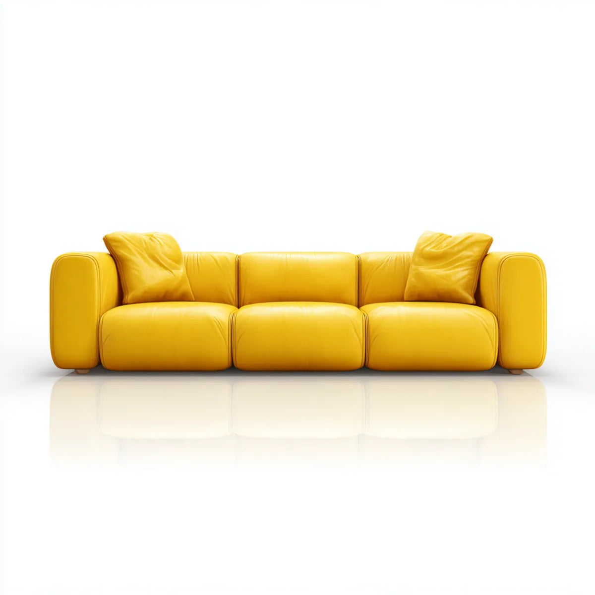 3-Sitzer Sofa Gelb aus PU-Kunstleder gerade Form 240 x 95 x 85 cm