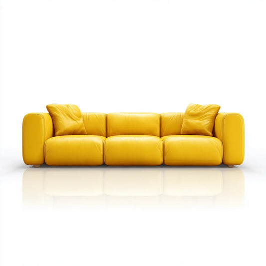 3-Sitzer Sofa Gelb aus PU-Kunstleder gerade Form 240 x 95 x 85 cm