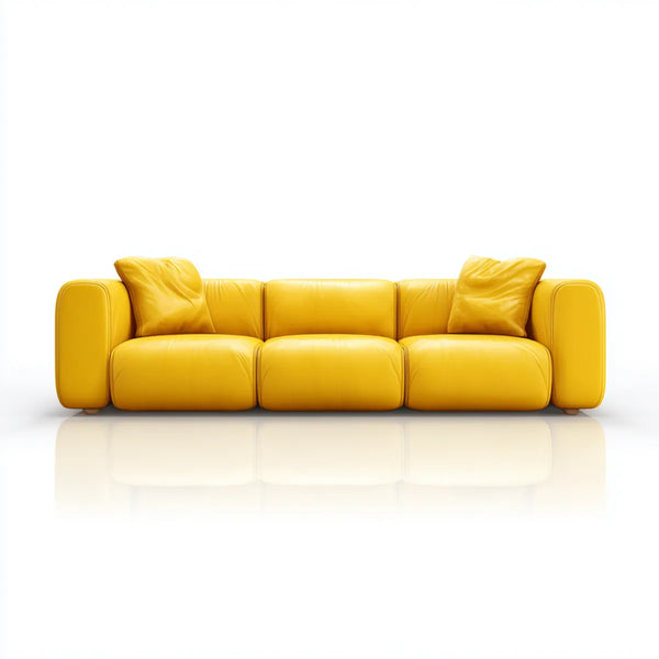 3-Sitzer Sofa Gelb aus PU-Kunstleder gerade Form 240 x 95 x 85 cm