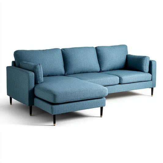 Ecksofa mit Recamiere links Blau 250 x 160 x 85 cm Polyester L-Form