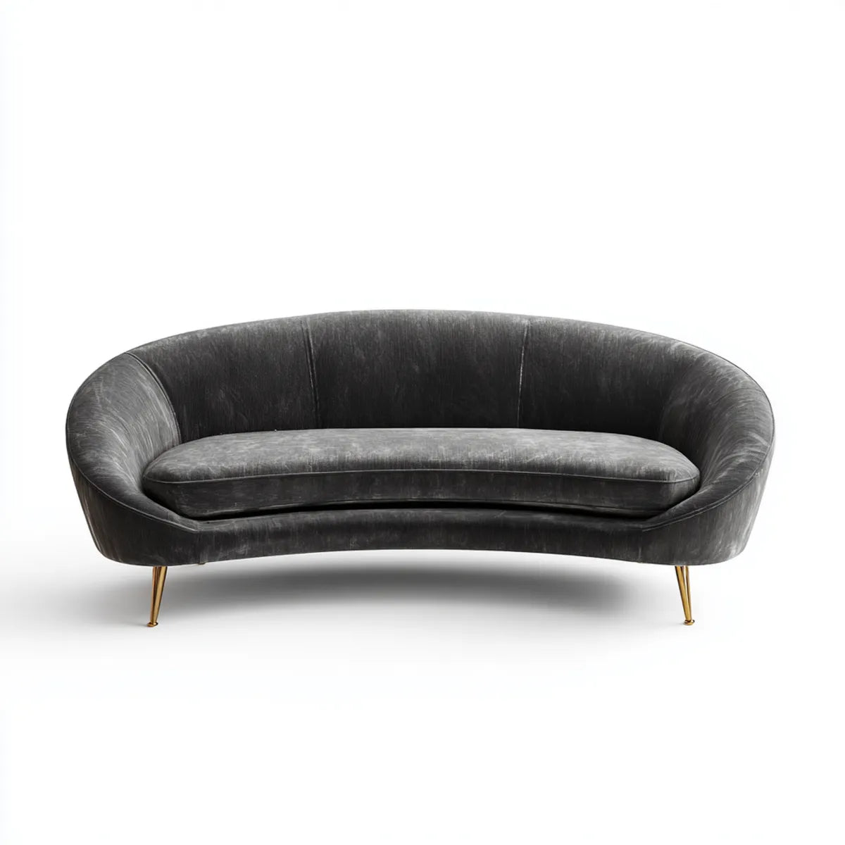 3-Sitzer Sofa Anthrazit 220 x 90 x 78 cm Polyester-Samt Oval