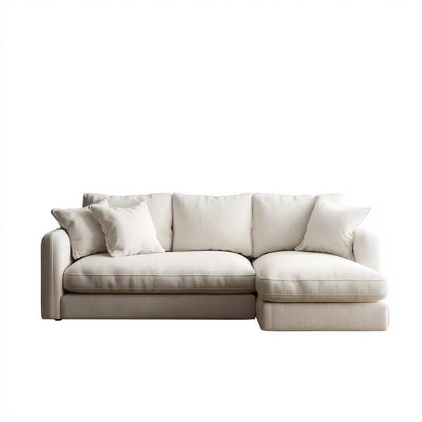 Ecksofa mit Recamiere Cremeweiß 250 x 160 x 85 cm Polyesterbezug L-Form