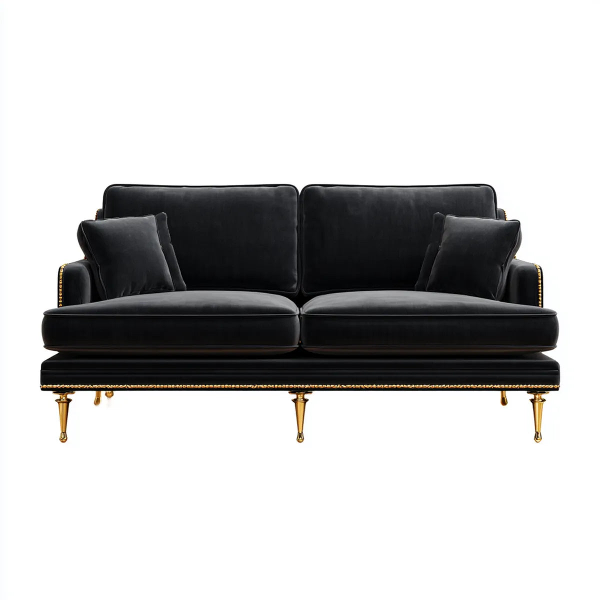 3-Sitzer Sofa Schwarz 220 x 95 x 88 cm Polyester-Samt Rechteckig