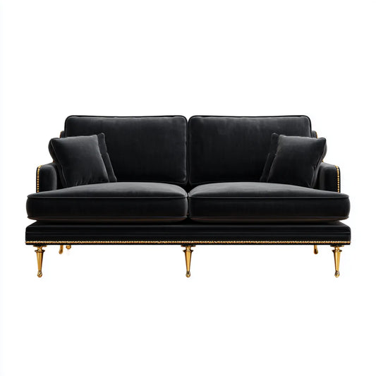 3-Sitzer Sofa Schwarz 220 x 95 x 88 cm Polyester-Samt Rechteckig