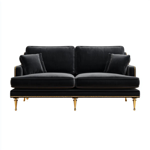 3-Sitzer Sofa Schwarz 220 x 95 x 88 cm Polyester-Samt Rechteckig